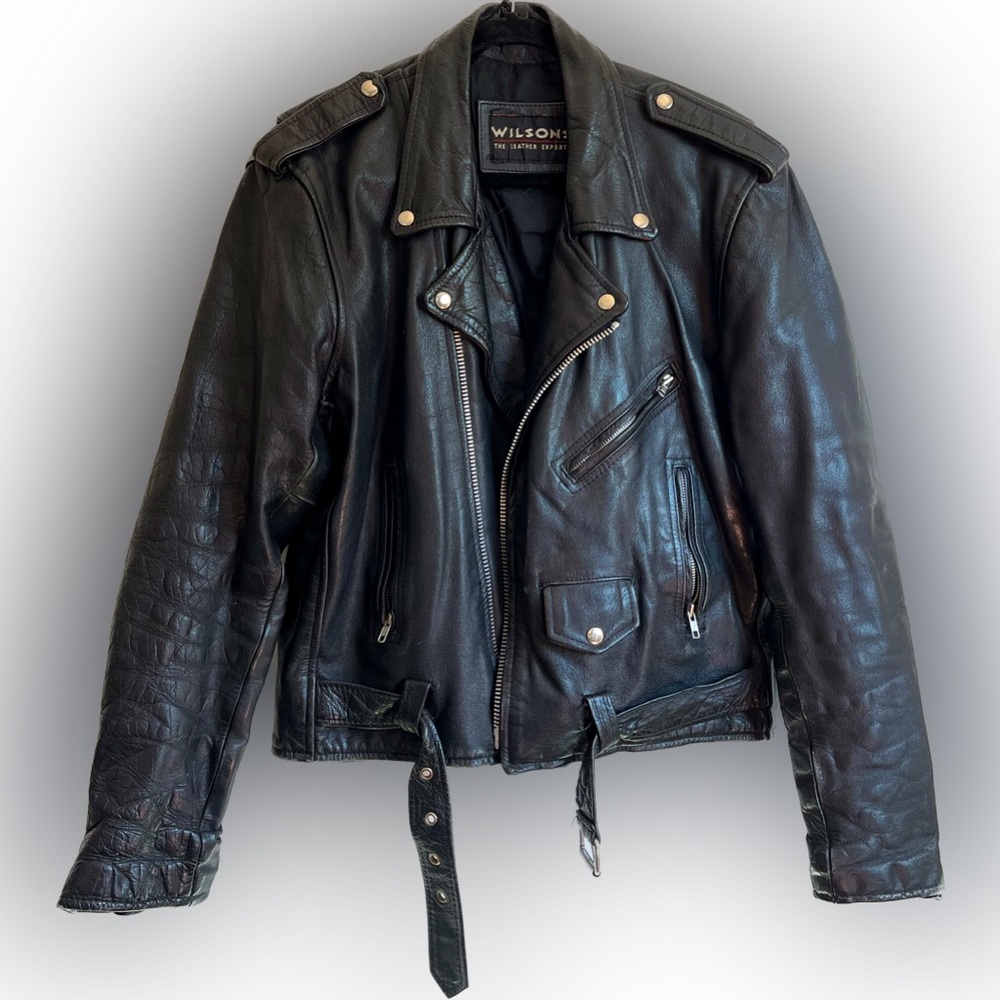 Perfect Motorcycle Leather Jacket! Worn in Vintage Wilson Coat